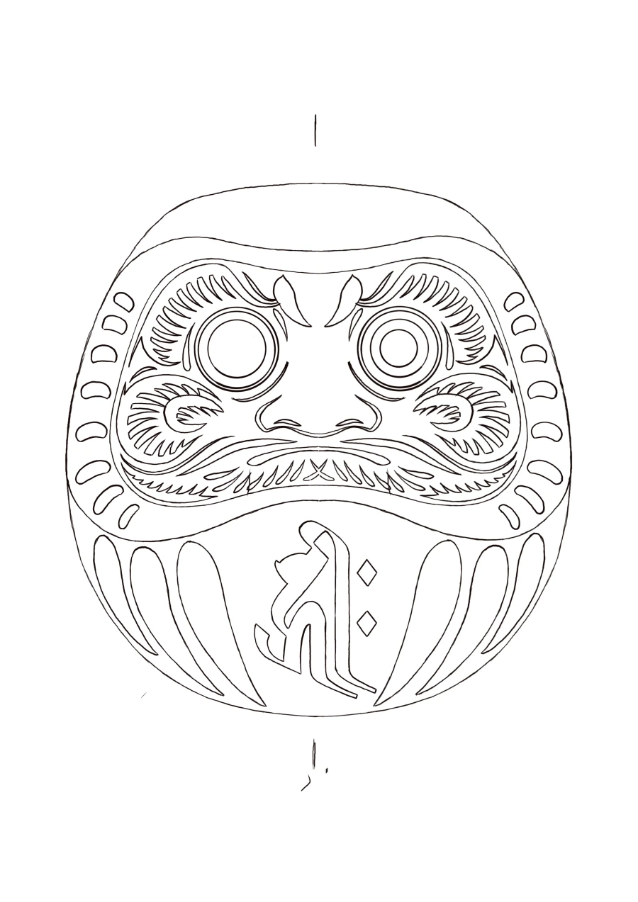 だるまを描いた和彫りタトゥーデザイン