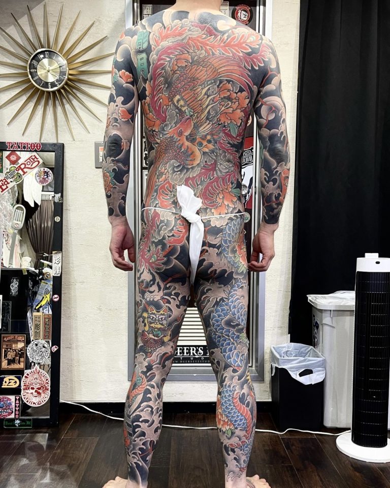 総身彫り　背中一面　鳳凰のタトゥー作品の写真