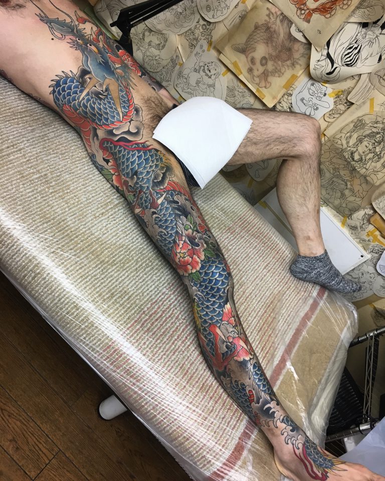 青龍　牡丹のタトゥー作品の写真